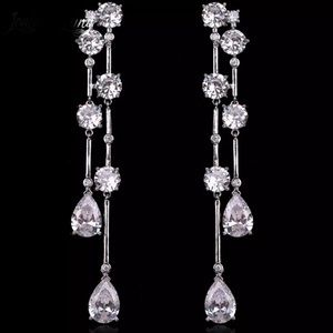 - - Long drop bridal earrings with Swarovski elements